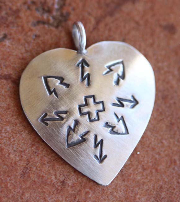 Navajo Sterling Silver Heart Pendant by J Smith
