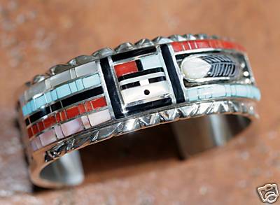 Zuni Native American Sunface Bracelet by Don Dewa