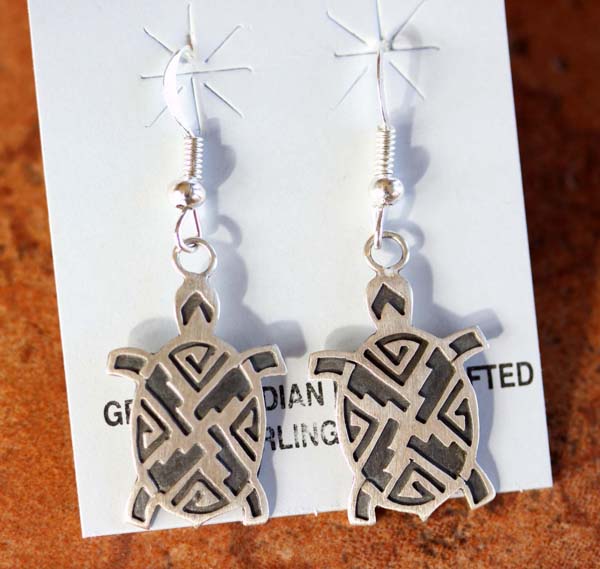 Navajo Sterling Silver Turtle Earrings by Stanley Gene