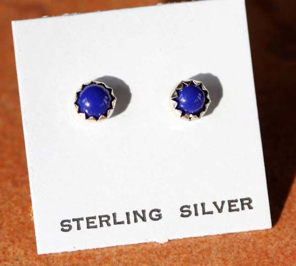 Navajo Sterling Silver Lapis Earrings by Weebothee