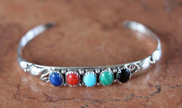 Navajo Silver Multi_Stone Bracelet