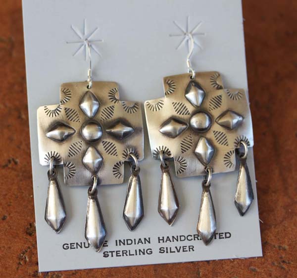 Navajo Sterling Silver Cross Earrings