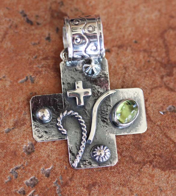 Nakai Navajo Silver Citrine Cross Pendant