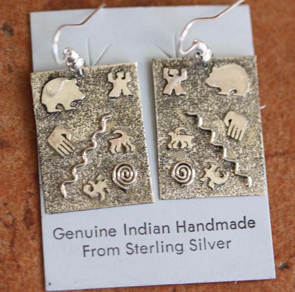 Navajo Sterling Silver Petroglyph Earrings