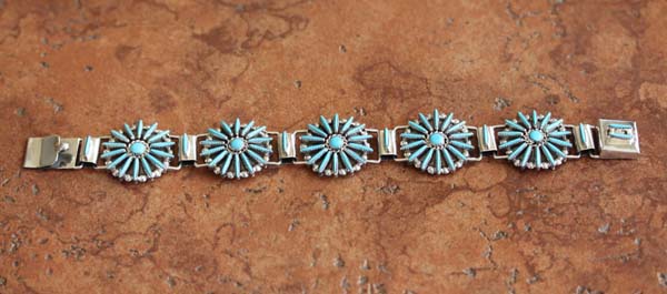 Zuni Turquoise Cluster Link Bracelet