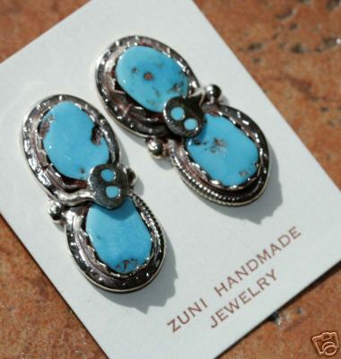 Zuni Indian Turquoise Earrings by Effie Calavaza