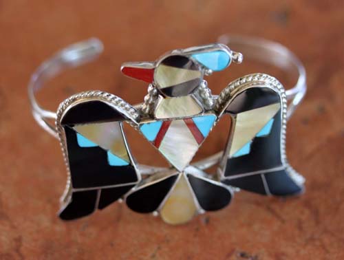 Zuni Sterling Multi_Stone Thunderbird Bracelet