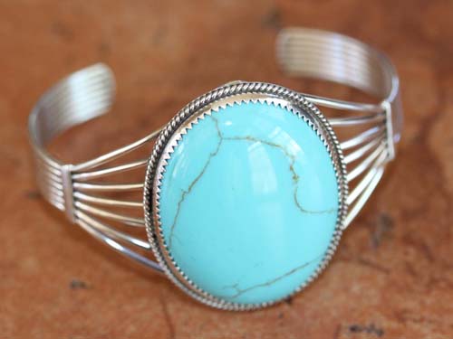 Navajo Silver Turquoise Bracelet by Patrick Yazzie