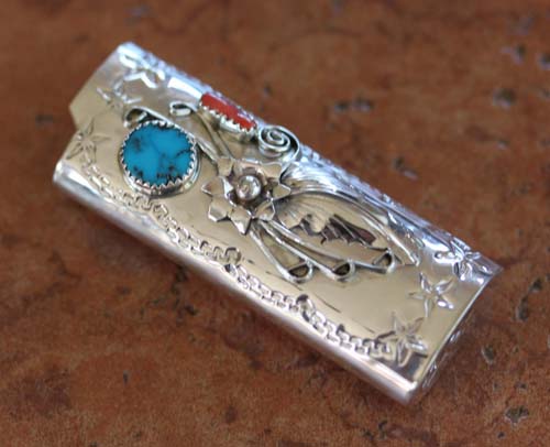 Navajo Turquoise Coral Lighter Case