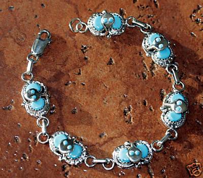 Zuni Indian Turquoise Link Bracelet by Effie C.