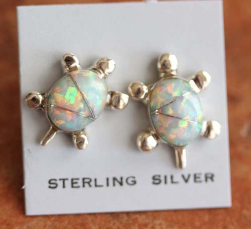Navajo Created Opal Turtle Earrings