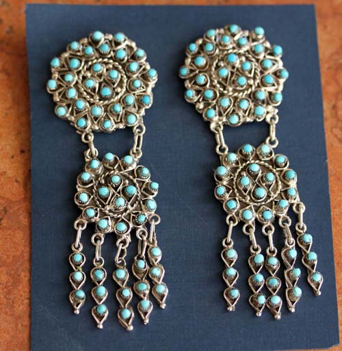 Zuni Silver Turquoise Earrings
