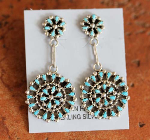 Zuni Silver Turquoise Earrings