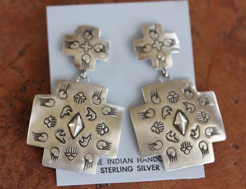 Navajo Sterling Silver Cross Earrings