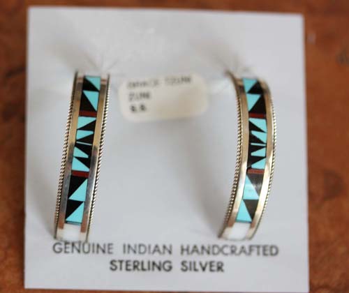 Zuni Silver Multi_Stone Earrings